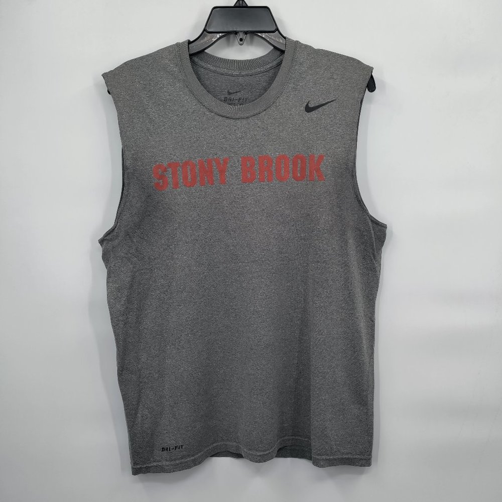 Nike Dri-Fit Men's Stony Brook Print Basketball Sleeveless Gray Medium